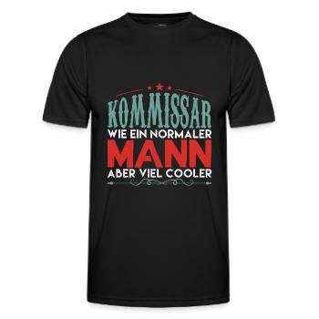 KOMMISSAR WIE EIN NORMALER MANN ABER VIEL COOLER ! - Männer Funktions-T-Shirt - Schwarz - Vorne - AI Model Male 178 dark (178cm)
