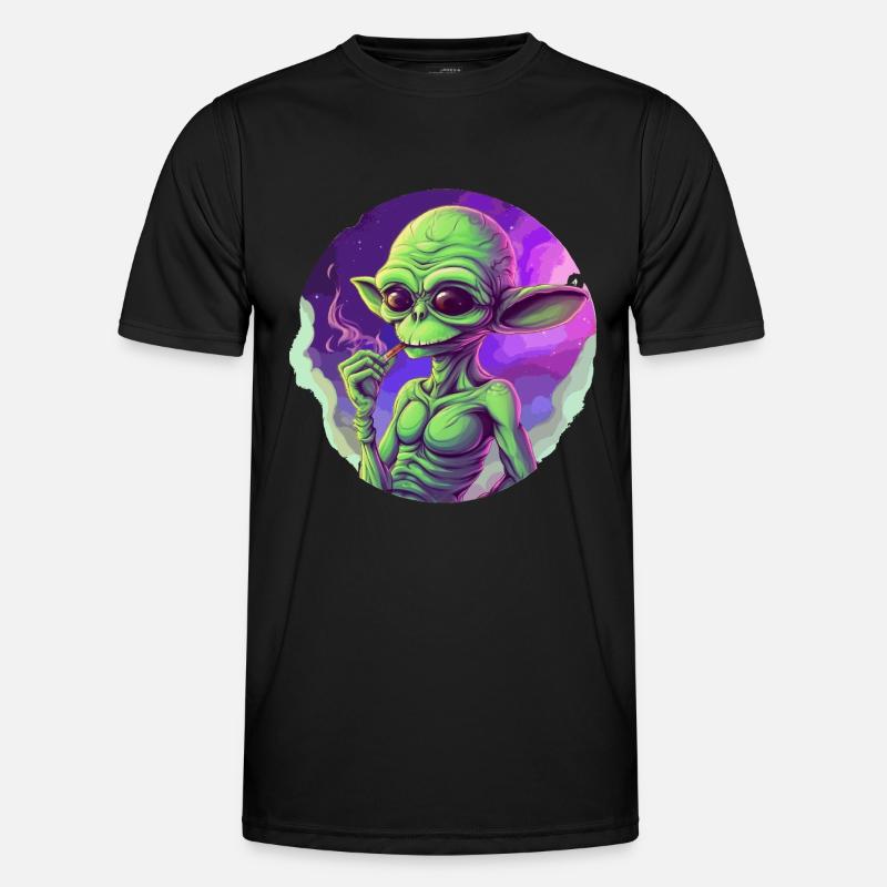 Cool alien with joint - Men's Functional T-Shirt - black