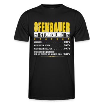 Ofenbauer Stundenlohn Ofensetzer Ofenbau Meister - Männer Funktions-T-Shirt - Schwarz - Vorne - AI Model Male 178 dark (178cm)