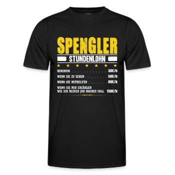 Spengler Stundenlohn Blechner Flaschner Klempner - Männer Funktions-T-Shirt - Schwarz - Vorne - AI Model Male 178 dark (178cm)