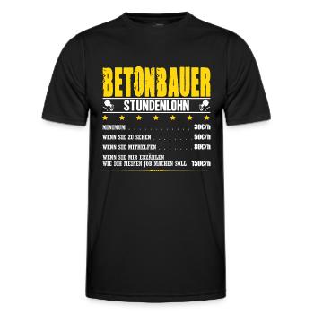 Betonbauer Stundenlohn Betonbau Gehalt Bauarbeiter - Männer Funktions-T-Shirt - Schwarz - Vorne - AI Model Male 178 dark (178cm)