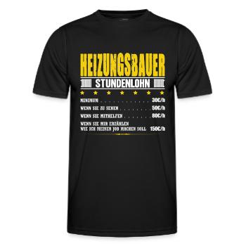 Heizungsbauer Stundenlohn Heizungsbau Meister - Männer Funktions-T-Shirt - Schwarz - Vorne - AI Model Male 178 dark (178cm)