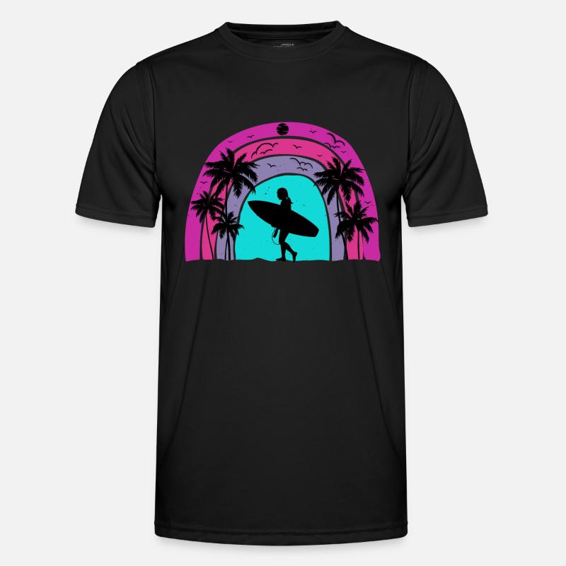 Surf retro sunset - Men's Functional T-Shirt - black