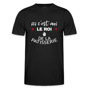 ici c est moi le ROI de la patisserie - T-shirt sport Homme - noir - Devant - AI Model Male 178 dark (178cm)