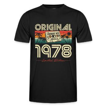 Original 1978 Vintage Jahrgang Retro Geburtstag - Männer Funktions-T-Shirt - Schwarz - Vorne - AI Model Male 178 dark (178cm)