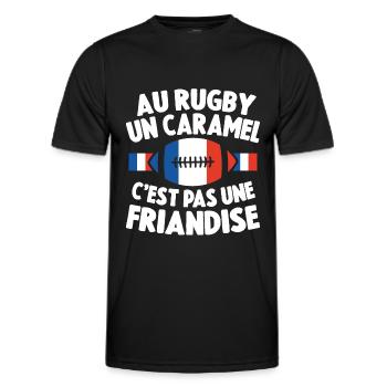 Au Rugby Un Caramel C'est Pas Une Friandise Cadeau - T-shirt sport Homme - noir - Devant - AI Model Male 178 dark (178cm)