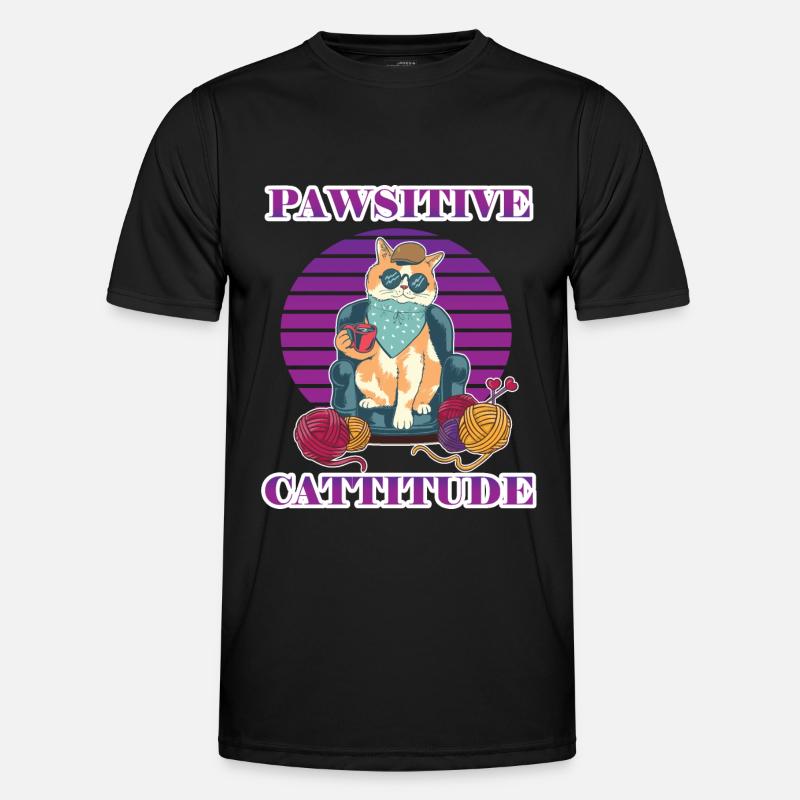 Pawsitive Cattitude - Men's Functional T-Shirt - black