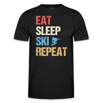 Eat Sleep Ski Repeat - Men's Functional T-Shirt - black - Front - AI Model Male 178 dark (178cm)