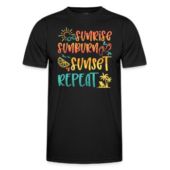 Sunrise Sunburn Sunset Repeat, Summer Beach Vacay - Men's Functional T-Shirt - black - Front - AI Model Male 178 dark (178cm)