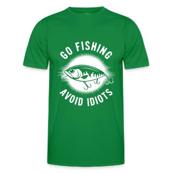 Aller à la pêche, éviter les gens, se reposer au bord de l’eau - T-shirt sport Homme - vert - Devant - AI Model Male 178 dark (178cm)