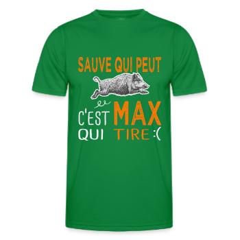 c'est Max qui tire Humour Maxime Maximilien Chasse - T-shirt sport Homme - vert - Devant - AI Model Male 178 dark (178cm)