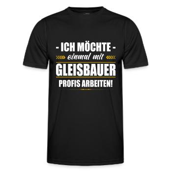 Einmal Mit Gleisbauer Profis Arbeiten Baustelle - Männer Funktions-T-Shirt - Schwarz - Vorne - AI Model Male 178 dark (178cm)