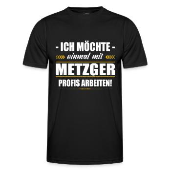 Einmal Mit Metzger Profis Arbeiten Fleischer - Männer Funktions-T-Shirt - Schwarz - Vorne - AI Model Male 178 dark (178cm)