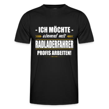 Einmal Mit Radlader Profis Arbeiten Tiefbau - Männer Funktions-T-Shirt - Schwarz - Vorne - AI Model Male 178 dark (178cm)