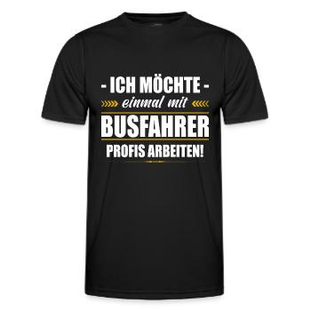 Einmal Mit Busfahrer Profis Arbeiten Fernbus - Männer Funktions-T-Shirt - Schwarz - Vorne - AI Model Male 178 dark (178cm)