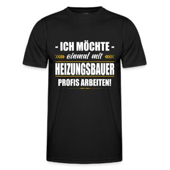 Einmal Mit Heizungsbauer Profis Arbeiten - Männer Funktions-T-Shirt - Schwarz - Vorne - AI Model Male 178 dark (178cm)