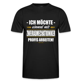 Einmal Mit Zweiradmechatroniker Profis Arbeiten - Männer Funktions-T-Shirt - Schwarz - Vorne - AI Model Male 178 dark (178cm)