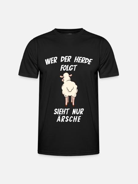 Wer der Herde folgt sieht nur Ärsche - Männer Funktions-T-Shirt - Schwarz