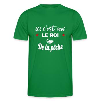 ici c'est moi le ROI de la pêche poisson pêcheur - T-shirt sport Homme - vert - Devant - AI Model Male 178 dark (178cm)