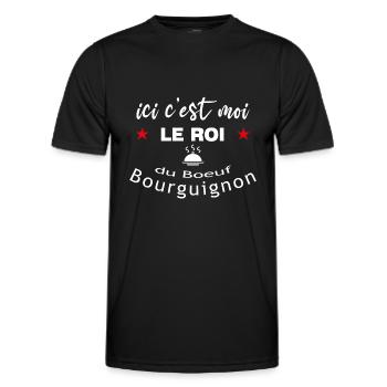 ici c'est moi le ROI du boeuf bourguignon - T-shirt sport Homme - noir - Devant - AI Model Male 178 dark (178cm)