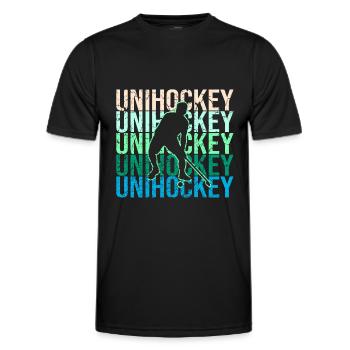 Unihockey - Männer Funktions-T-Shirt - Schwarz - Vorne - AI Model Male 178 dark (178cm)