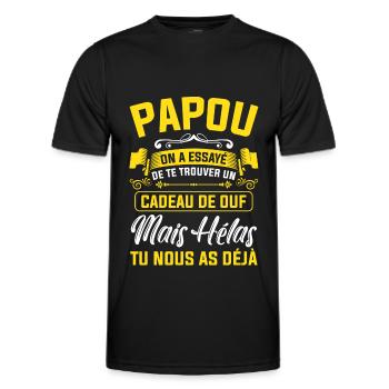 padre cadeau de ouf mais tu nous as déjà papa - T-shirt sport Homme - noir - Devant - AI Model Male 178 dark (178cm)
