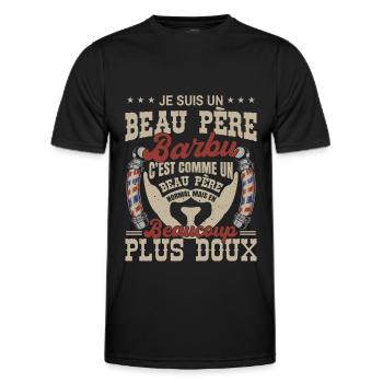 Je suis un beau père barbu normal fans barbe - T-shirt sport Homme - noir - Devant - AI Model Male 178 dark (178cm)