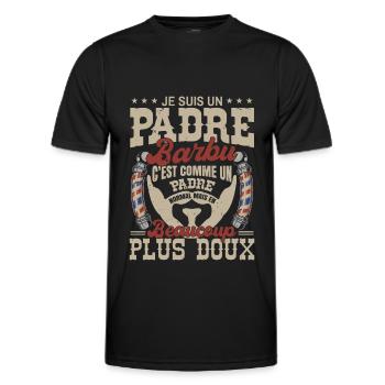 Je suis un padre barbu normal fans barbe - T-shirt sport Homme - noir - Devant - AI Model Male 178 dark (178cm)