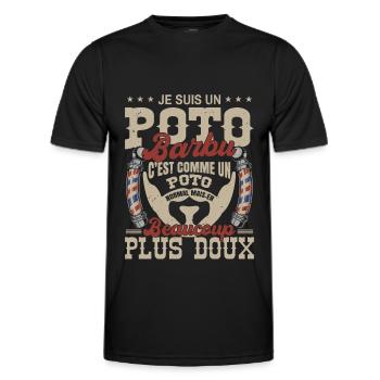 Je suis un poto barbu normal fans barbe - T-shirt sport Homme - noir - Devant - AI Model Male 178 dark (178cm)