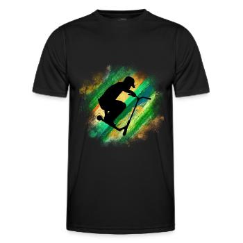trottinette freestyle - T-shirt sport Homme - noir - Devant - AI Model Male 178 dark (178cm)