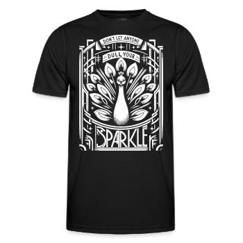 Chef-d’œuvre Art déco : Paon blanc - T-shirt sport Homme - noir - Devant - AI Model Male 178 dark (178cm)