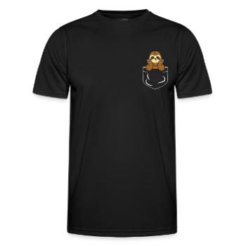 Paresseux dans une poche de poitrine - T-shirt sport Homme - noir - Devant - AI Model Male 178 dark (178cm)