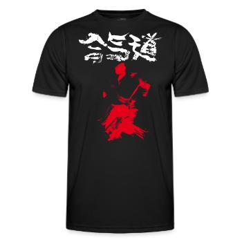 Aikido - Funktionsshirt til herrer - sort - Foran - AI Model Male 178 dark (178cm)
