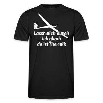 Lasst mich durch ich glaub da ist Thermik - Spruch - Männer Funktions-T-Shirt - Schwarz - Vorne - AI Model Male 178 dark (178cm)