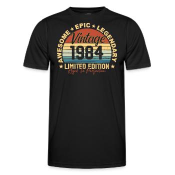 Rétro 1984 Vintage Anniversaire 1984 Cadeau 1984 - T-shirt sport Homme - noir - Devant - AI Model Male 178 dark (178cm)
