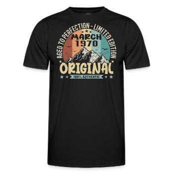 55th Anniversary March 1970, March 1970 - Men's Functional T-Shirt - black - Front - AI Model Male 178 dark (178cm)