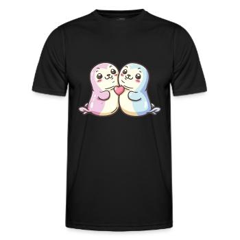 Robbe Paar Liebe Valentinstag - Männer Funktions-T-Shirt - Schwarz - Vorne - AI Model Male 178 dark (178cm)