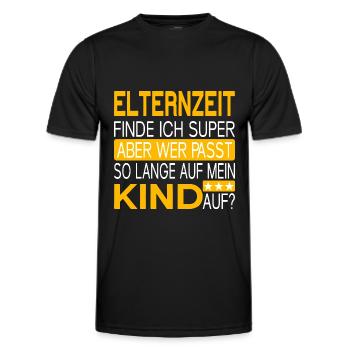 Elternzeit - wer passt auf mein Kind auf? - Männer Funktions-T-Shirt - Schwarz - Vorne - AI Model Male 178 dark (178cm)