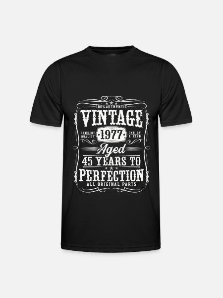 45 birthday vintage born in 1977 - Men's Functional T-Shirt - black