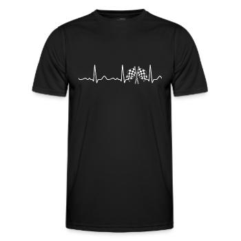 Zielflagge - Herzschlag, Puls, Herzlinie, EKG - Männer Funktions-T-Shirt - Schwarz - Vorne - AI Model Male 178 dark (178cm)