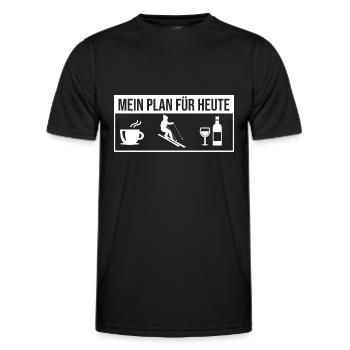 Mein Plan Apres Ski | Skifahrer Wein Spruch - Männer Funktions-T-Shirt - Schwarz - Vorne - AI Model Male 178 dark (178cm)