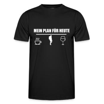 Mein Plan Wandern Bergsteigen | Hiking Wein Spruch - Männer Funktions-T-Shirt - Schwarz - Vorne - AI Model Male 178 dark (178cm)