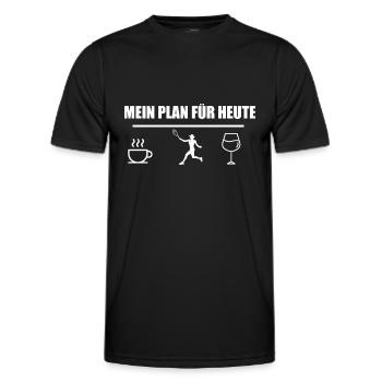 Mein Plan Tennis | Tennis Spieler Wein Spruch - Männer Funktions-T-Shirt - Schwarz - Vorne - AI Model Male 178 dark (178cm)