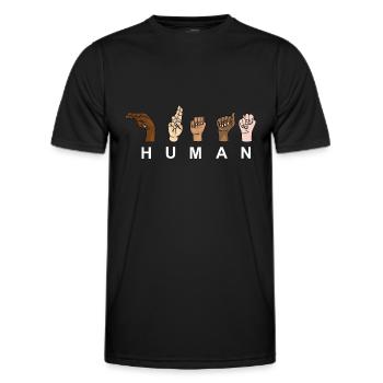 HUMAIN - RESPECT - Vote à main levée - T-shirt sport Homme - noir - Devant - AI Model Male 178 dark (178cm)