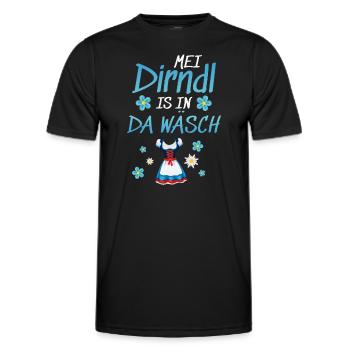 Dirndl Tracht | Mei Dirndl is in da - Männer Funktions-T-Shirt - Schwarz - Vorne - AI Model Male 178 dark (178cm)