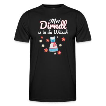 Dirndl Tracht | Mei Dirndl is in da - Männer Funktions-T-Shirt - Schwarz - Vorne - AI Model Male 178 dark (178cm)