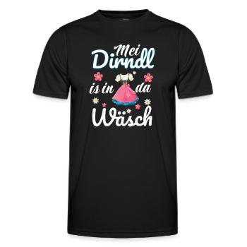 - Mei Dirndl is in da Wäsch -Dirndl - Männer Funktions-T-Shirt - Schwarz - Vorne - AI Model Male 178 dark (178cm)