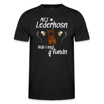 Trachtenshirt Herren Lederhosen - Männer Funktions-T-Shirt - Schwarz - Vorne - AI Model Male 178 dark (178cm)