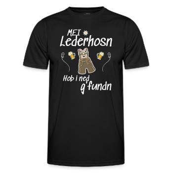 Trachtenshirt Herren Lederhosen - Männer Funktions-T-Shirt - Schwarz - Vorne - AI Model Male 178 dark (178cm)