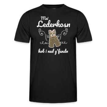 Trachtenshirt Herren Lederhosen - Männer Funktions-T-Shirt - Schwarz - Vorne - AI Model Male 178 dark (178cm)